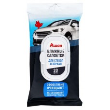 Влажные салфетки АШАН Красная птица для стекл, 30 шт (kastd) в магазинах Ашан