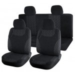 Чехлы на сиденья Nova Bright fusion Selection черные декоративная строчка белой нитью, 11 предметов (kastd)