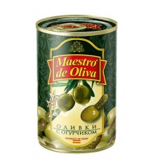 Оливки зеленые Maestro de Oliva на огурчике в оливковом масле, 300 г (kastd) в магазинах Ашан