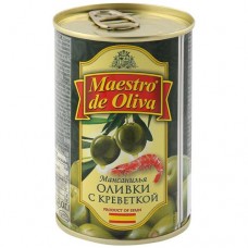 Оливки зеленые Maestro de Oliva с креветками, 300 г (kastd) в магазинах Ашан