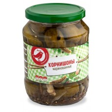 Корнишоны АШАН Красная птица маринованные, 680 г (kastd) в магазинах Ашан