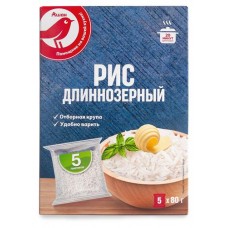 Рис АШАН Красная птица длиннозерный для варки в пакетиках, 5х80 г (kastd) в магазинах Ашан