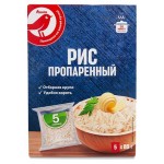 Рис АШАН Красная птица пропаренный для варки в пакетиках, 5х80 г (kastd)