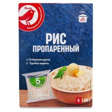 Рис АШАН Красная птица пропаренный для варки в пакетиках, 5х80 г (kastd) в магазинах Ашан