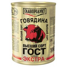 Говядина тушеная ГЛАВПРОДУКТ ГОСТ Экстра высший сорт, 338 г (kastd) в магазинах Ашан