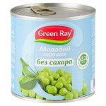 Горошек зеленый Green Ray без сахара, 425 мл (kastd)