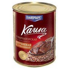 Каша гречневая ГЛАВПРОДУКТ Губернаторская по-домашнему с говядиной, 340 г (kastd) в магазинах Ашан