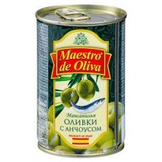 Оливки зеленые Maestro de Oliva с анчоусом, 300 г (kastd) в магазинах Ашан
