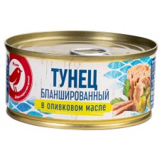 Тунец желтоперый АШАН Красная птица бланшированный в оливковом масле, 160 г (kastd) в магазинах Ашан
