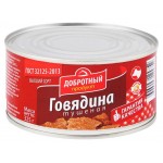 Говядина Добротный продукт тушенная в собственном соку ГОСТ, 325 г (kastd)