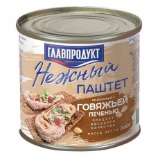 Паштет ГЛАВПРОДУКТ Нежный с Говяжьей печенью, 240 г (kastd) в магазинах Ашан