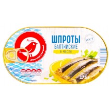 Шпроты АШАН Красная птица из балтийской кильки в масле, 175 г (kastd) в магазинах Ашан