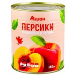 Персики АШАН Красная птица половинки в легком сиропе, 850 мл (kastd)