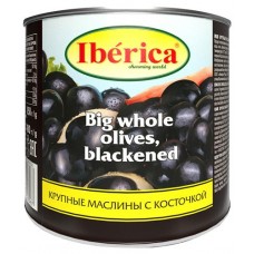 Маслины черные Iberica гигантские с косточкой, 875 г (kastd) в магазинах Ашан