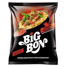 Лапша быстрого приготовления BIGBON Говядина + соус Томатный с базиликом, 75 г (kastd) в магазинах Ашан