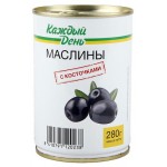 Маслины Каждый день черные с косточками, 280 г (kastd)