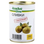 Оливки Каждый день зеленые с косточкой, 280 г (kastd)