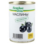 Маслины Каждый день черные без косточки, 280 г (kastd)