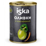 Оливки зеленые iska с халапеньо, 300 мл (kastd)