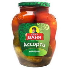Ассорти овощное Дядя Ваня маринованное огурцы и томаты, 1,8 кг (kastd) в магазинах Ашан