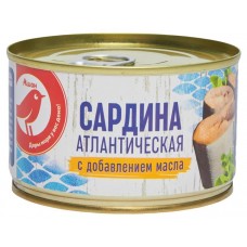 Сардина АШАН Красная птица натуральная с добавлением масла, 250 г (kastd) в магазинах Ашан