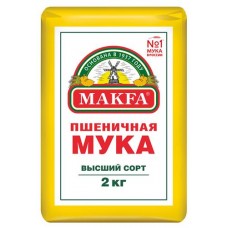 Мука пшеничная MAKFA высший сорт, 2 кг (kastd) в магазинах Ашан