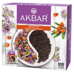 Чай черный AKBAR с чабрецом и облепихой в пакетиках, 100х1,5 г (kastd)