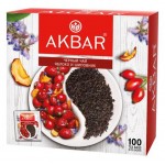 Чай черный AKBAR яблоко и шиповник, 100 х1,5 г (kastd)