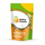 Ядра миндаля жареные NaturFoods Wasabi соленые со специями, 130 г (kastd)