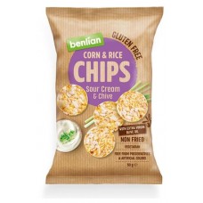 Чипсы кукурузно-рисовые Benlian со вкусом сметаны и лука без глютена, 50 г (kastd) в магазинах Ашан