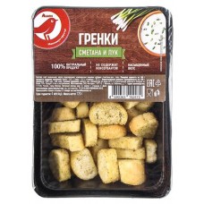 Сухарики АШАН Красная птица сметана и лук, 120 г (kastd) в магазинах Ашан