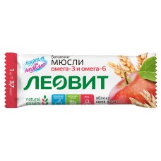 Батончик мюсли ЛЕОВИТ с яблоком и семя льна, 30 г (kastd) в магазинах Ашан