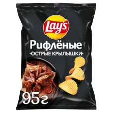 Чипсы картофельные Lay's Рифленые со вкусом Острых крылышек 95г (kastd) в магазинах Ашан
