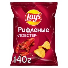 Чипсы картофельные Lay's рифленые со вкусом лобстера, 140 г (kastd) в магазинах Ашан