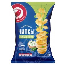 Чипсы АШАН Красная птица со вкусом сметаны и лука, 130 г (kastd) в магазинах Ашан