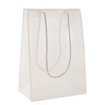 Пакет подарочный Азалия Декор с каймой пластик прозрачный/белый, 24,5x15x35 см (kastd)