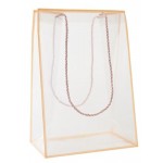 Пакет подарочный Азалия Декор с каймой пластик прозрачный/розовый, 24,5x15x35 см (kastd)