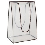 Пакет подарочный Азалия Декор с каймой пластик прозрачный/черный, 24,5x15x35 см (kastd)
