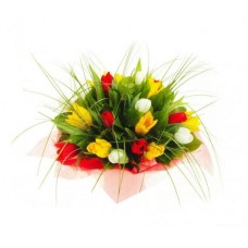 Букет тюльпанов ЕИС Логистик с берграсом, 11 шт (kastd) в магазинах Ашан