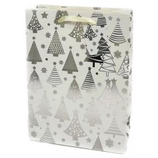 Пакет подарочный Белый с серебром, 26х32 см (kastd) в магазинах Ашан