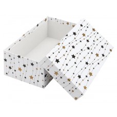 Коробка прямоугольная Miland одинарная Новогодние звездочки, 19х12х6,5 см (kastd) в магазинах Ашан