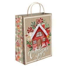 Пакет подарочный бумажный крафт Колокольчики, 20х24 см (kastd) в магазинах Ашан