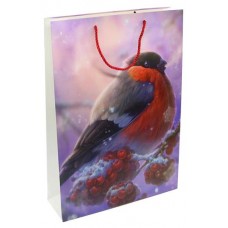 Пакет подарочный Снегири, 26х32х10 см (kastd) в магазинах Ашан