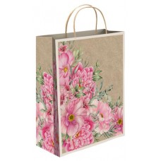 Пакет бумажный подарочный Цветочные мотивы крафтовый, 20x24 см (kastd) в магазинах Ашан