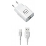 Сетевое зарядное устройство Exployd EX-Z-595 Classic 3.1A 2хUSB - Type-C белое (kastd)