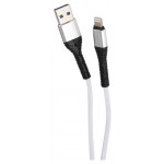Дата-кабель mObility USB  Lightning, 3А, тканевая оплетка, белый (kastd)