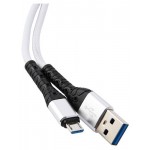 Дата-кабель mObility USB  microUSB, 3А, тканевая оплетка, белый (kastd)