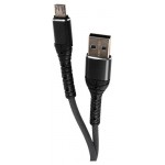 Дата-кабель mObility USB  microUSB, 3А, тканевая оплетка, черный (kastd)