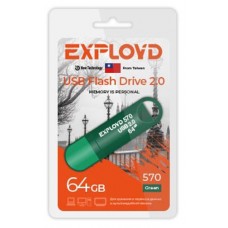Флешка Exployd 570 64GB зеленая (kastd) в магазинах Ашан