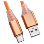 USB кабель Liberty Project Type-C Змея LED TPE оранжевый (kastd)